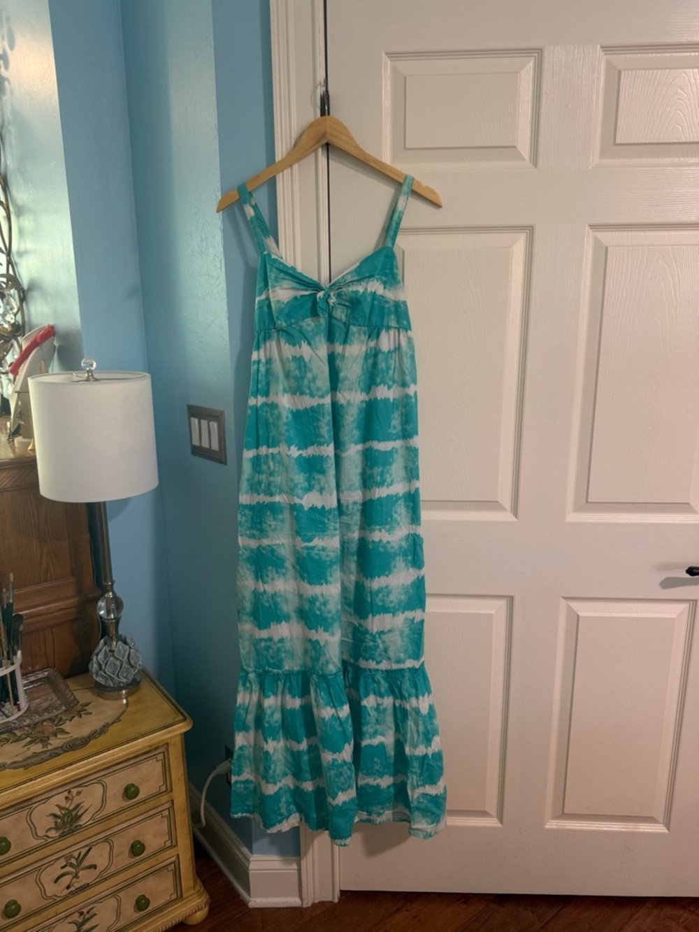 100% cotton Turquoise Tie-Dye Maxi Sundress